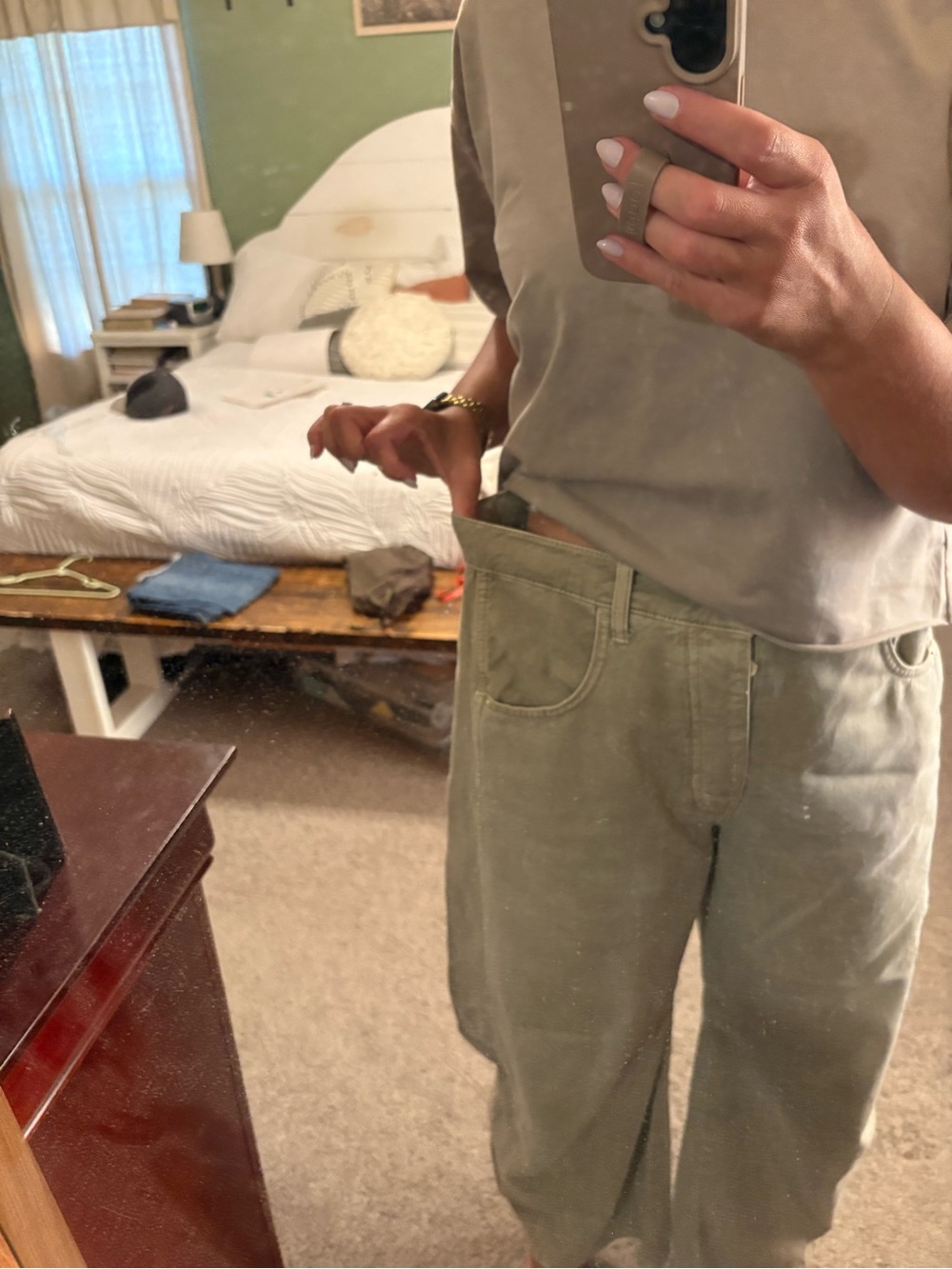 We the Free Mid-rise barrel jeans in light olive - Picture 14 of 14